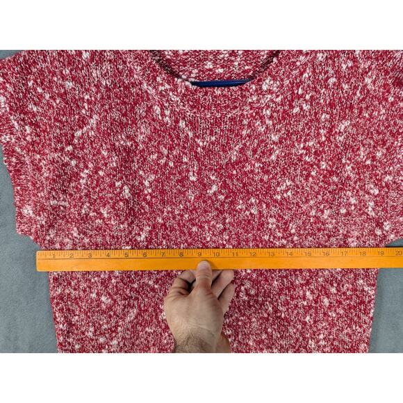 Picket And Post Short Sleeve Sweater Women's L Red White Blend Wool Acrylic - Picture 5 of 6
